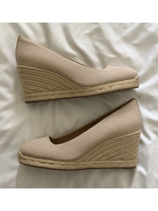 J Crew Shoes - J Crew Espadrille Wedges Women’s Natural Beige Canvas Sandals Shoes Sz 7.5 NWOB